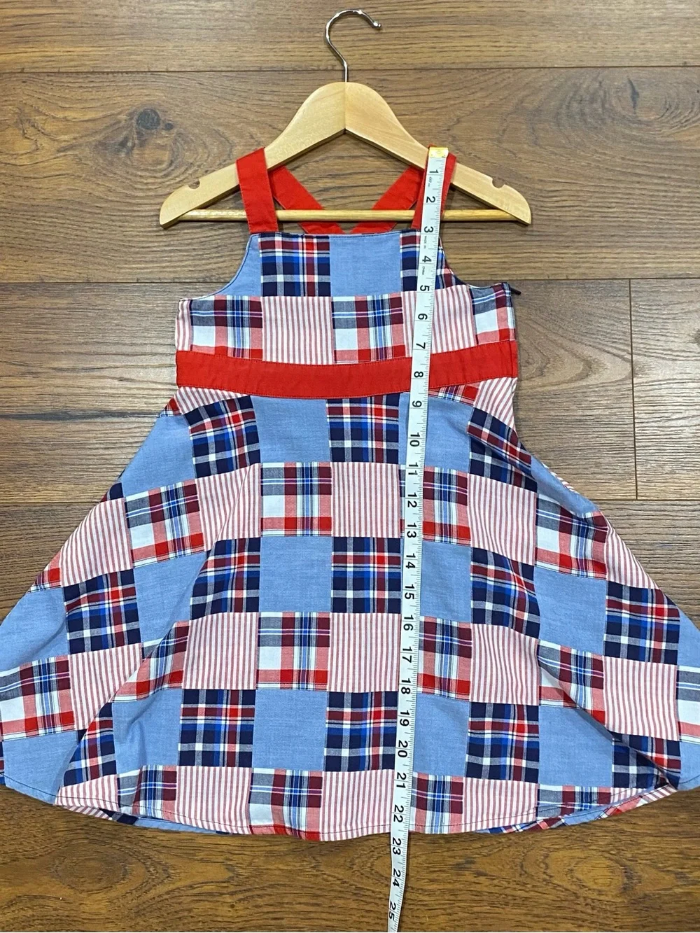 Gymboree Girls American Cutie Patriotic Madras Plaid Patchwork Sundress Size 4